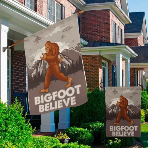 Bigfoot Believe UFO Outdoor Indoor Funny Sasquatch Yeti Flag Garden Flag