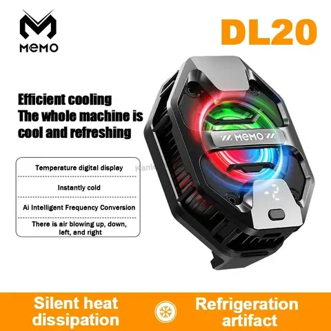 MEMO DL20 AI 휴대폰 쿨러, 3 단 기어 조절식 디지털 디스플레이, 반도체 냉각 선풍기 라디에이터, IOS 안드로이드 방열판용