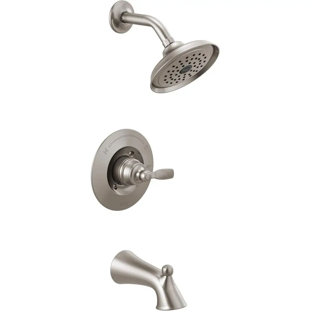 Single-Handle Brushed Nickel Tub and Shower Faucet with Shower Trim Kit and Single-Spray Head