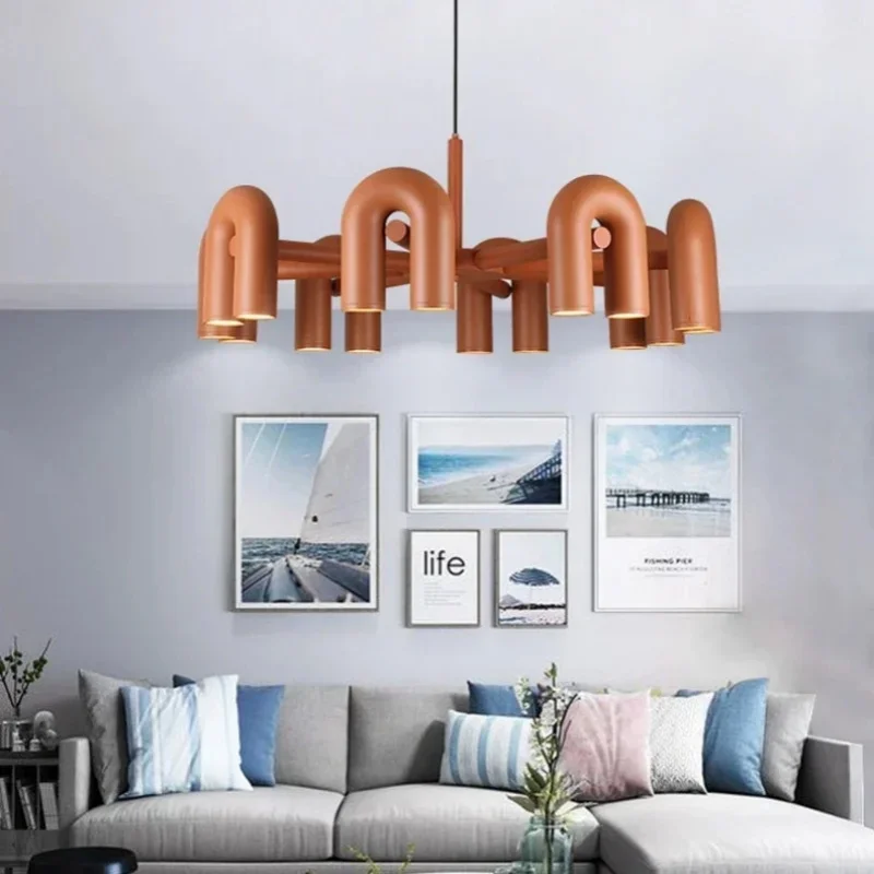 

Nordic Creative U-shaped Living Room Chandelier Restaurant Personality Art Model Dining Lamps Home Decorative Pendant Led Lights