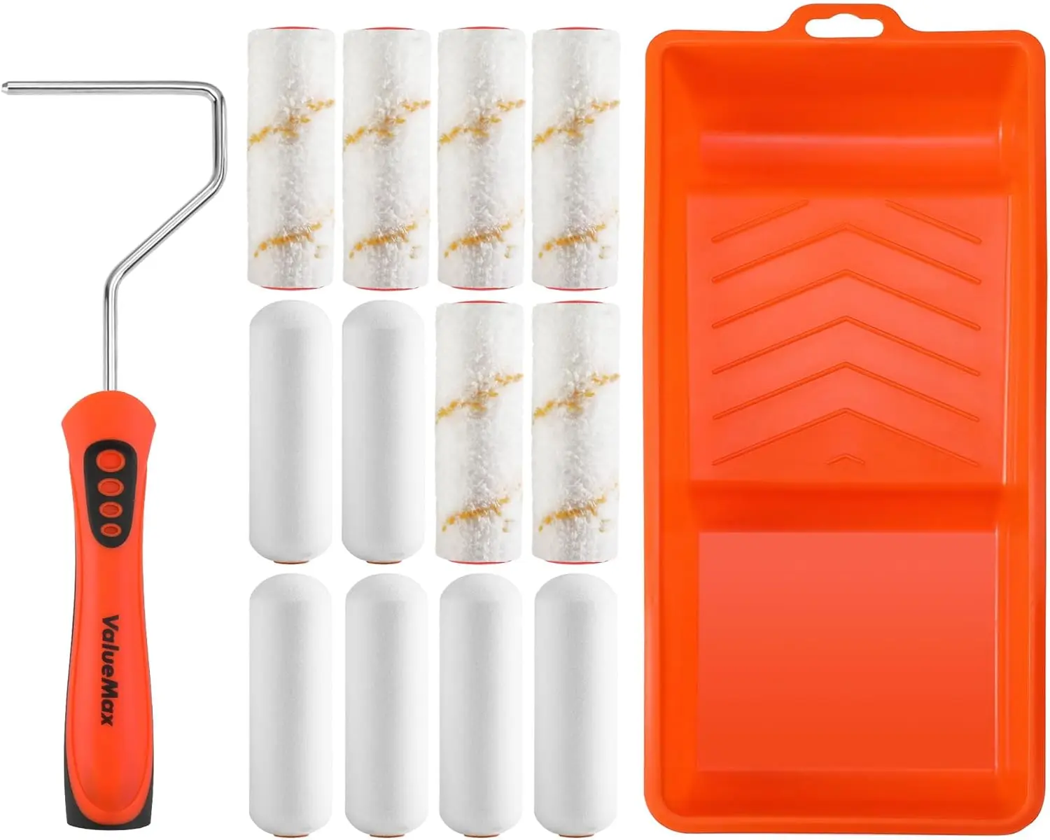 

14-Piece Paint Roller Kit with Foam & Microfiber Rollers, Tray for Smooth Painting on Cabinets, Doors, Crafts