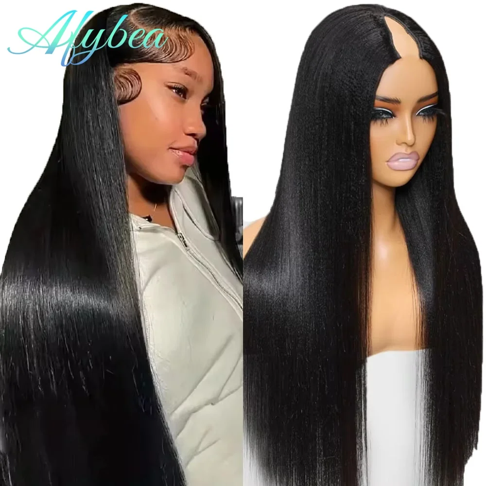 

Парик из натуральных волос, 200% плотности, длинный, прямой, 36 дюймов, с V-образным вырезом, улучшенный парик U-образной формы, 100% натуральные волосы, на заколках, для женщин