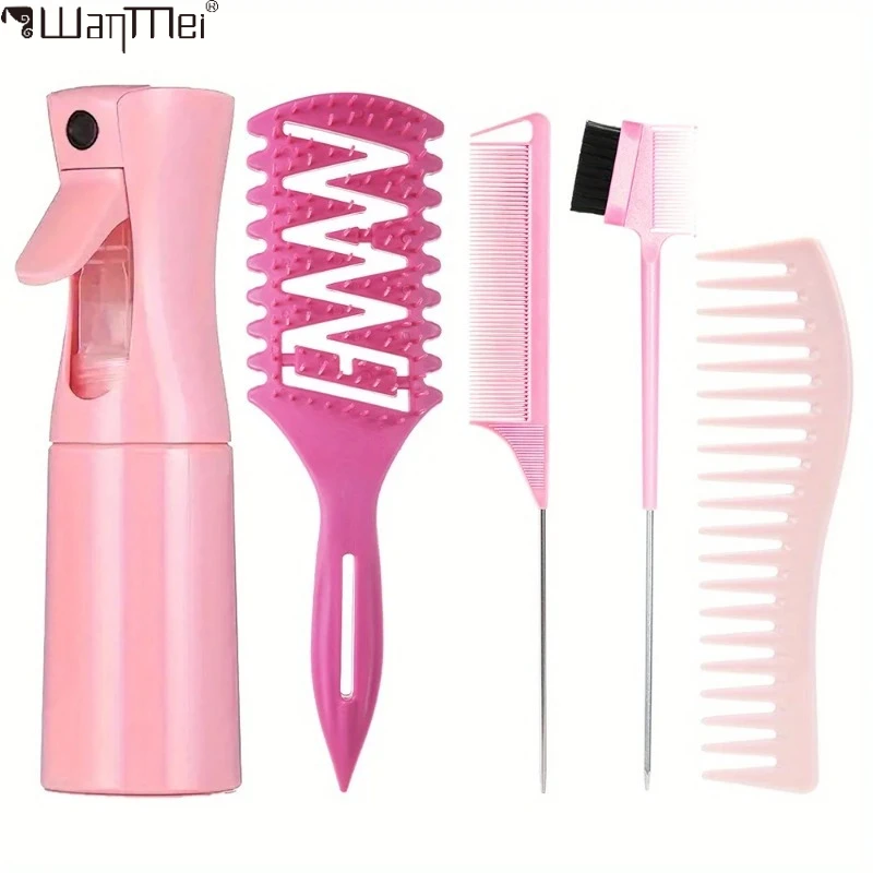

WANMEI Styling Set Mist Water Spray Bottle Candy Brush Pointed Tail Edge Control Brush Wide-tooth Hairbrush Hairdressing Tool