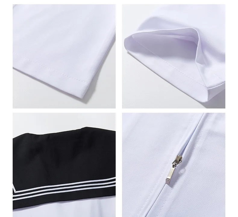 Japanische Schuluniform, süßer Mädchen-JK-Anzug, schwarzer Kragen, weißer dreiteiliger Anzug, Campus-Matrosenanzug, Schleife, langärmeliger Anzug, Uniform – Detail 3