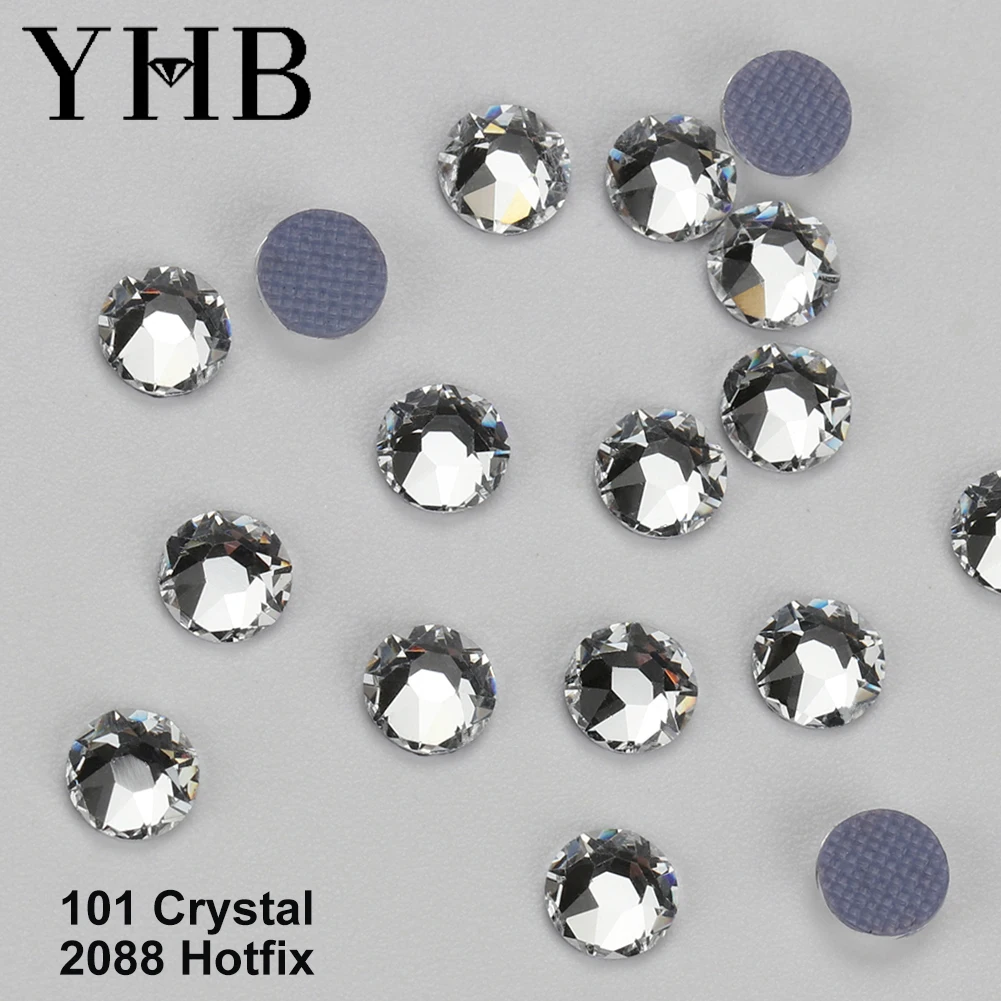 YHB 2088 High Quality 16facet Hotfix Non-Hofix Cold fixation  White Crystal AB Stass Flatback Rhinestones  DiY  Nail art