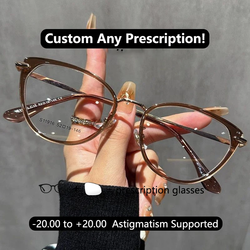 

TR90 Prescription Glasses Astigmatism Progressive Different Eyes Reading Glasses Anti Blue Light Cat Eye Myopia Glasses Woman