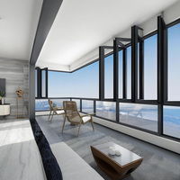 Sixinalu Folding Windows New Grill Thermal Break Aluminium Frame Waterproof Sliding Bi Fold Window Home Decor Custom Size