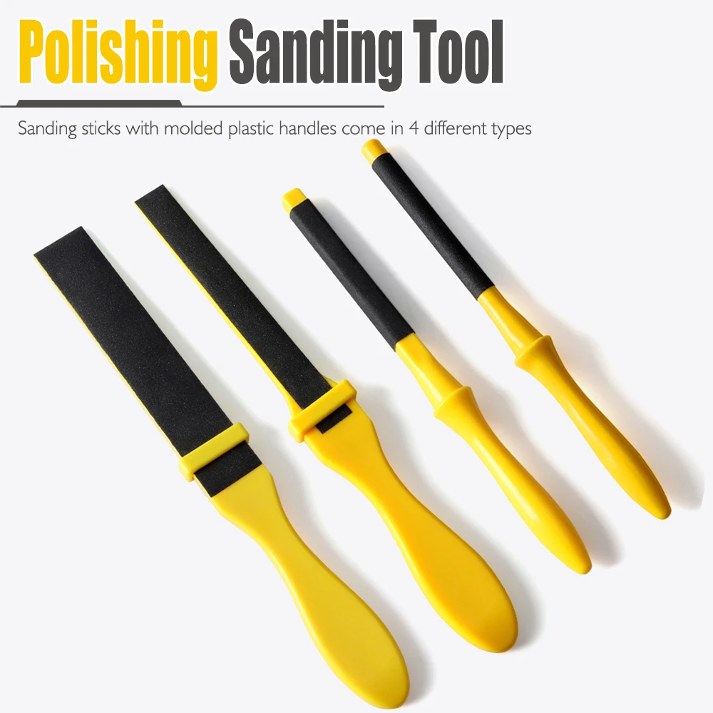 Sanding Stick Sandpaper Holder Clamp Roll Half Round Polishing Roll Square for Woodworking Jewelry Making Tool Grinding Set