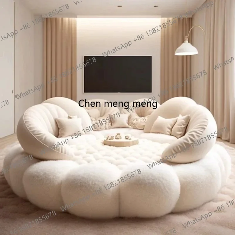 M183 Round Aesthetics Soft Bed Frame European Full Master Bedroom Hotel Create Bed King Size Fashionable Modern Cama