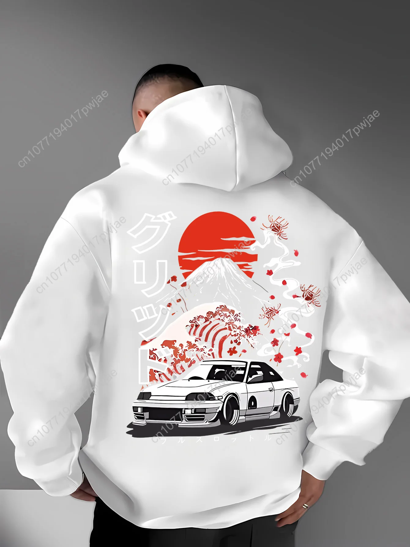 Un sweat à capuche décontracté et élégant d'inspiration japonaise pour hommes avec éléments de montagne et de liberté, pull à manches longues, coupe régulière.