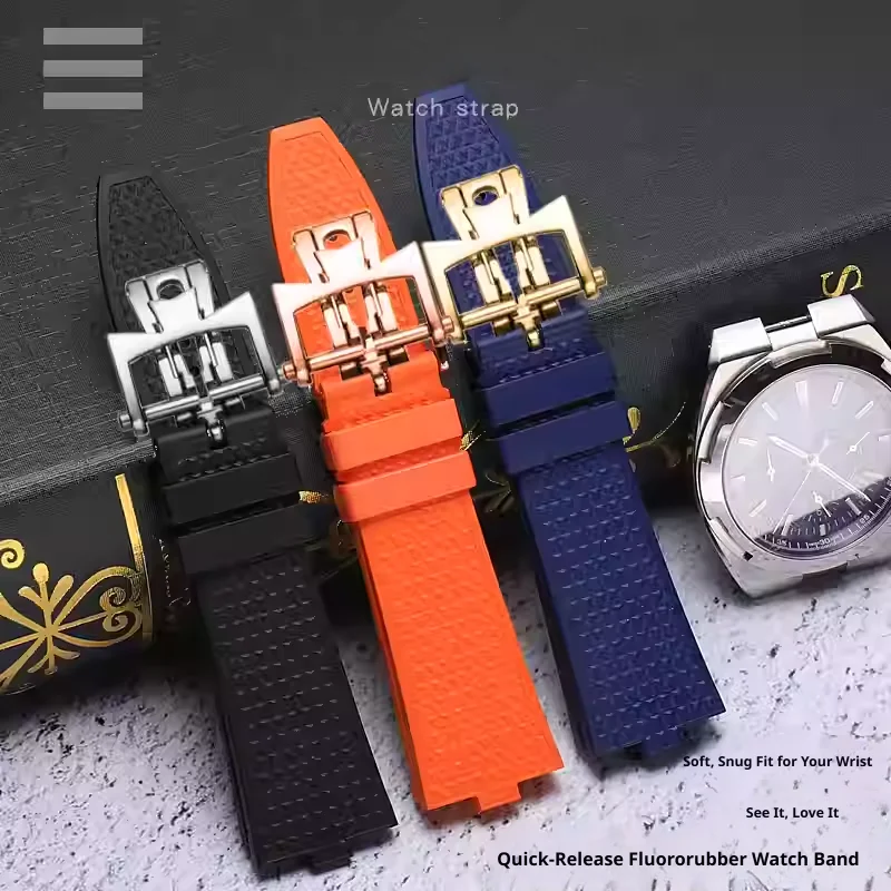 Bracelet de montre en fluororubber pour Vacheron Constantin Overseas 4500V 5500V 7900V, bracelet de remplacement de 24mm, accessoires de montre FKM