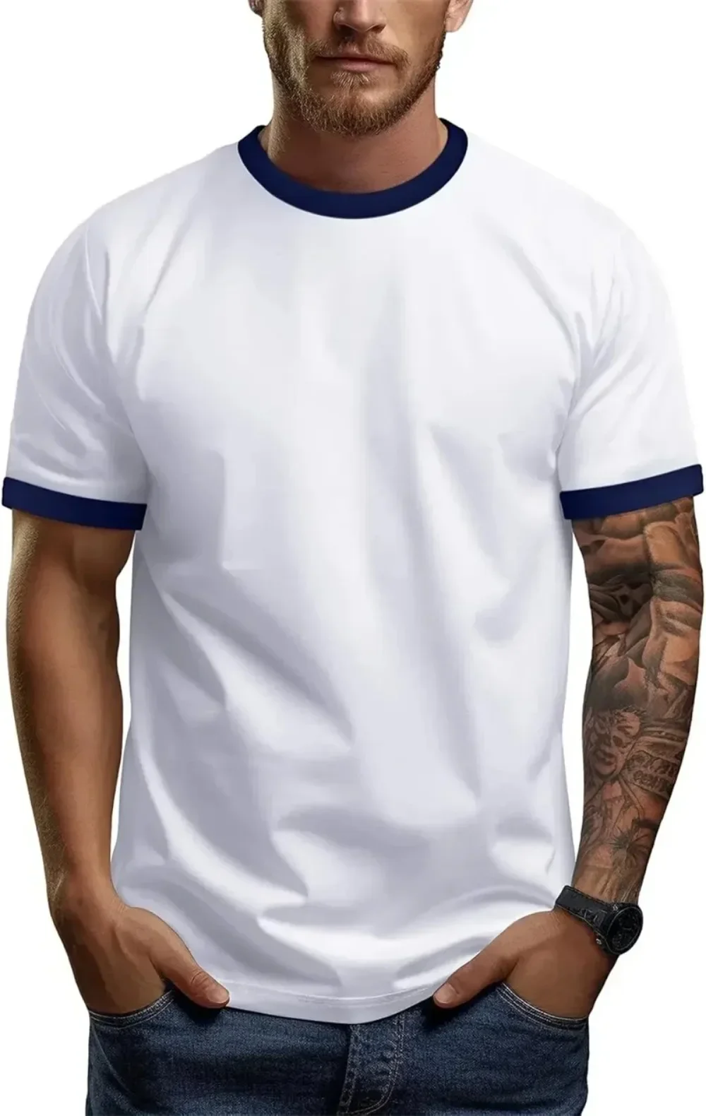 3D-Druck Retro Minimalistisches Einfarbiges Atmungsaktives Schnelltrocknendes Herren-T-Shirt Outdoor Street Fashion Lässige Eltern-Kind-Kleidung – Detail 4