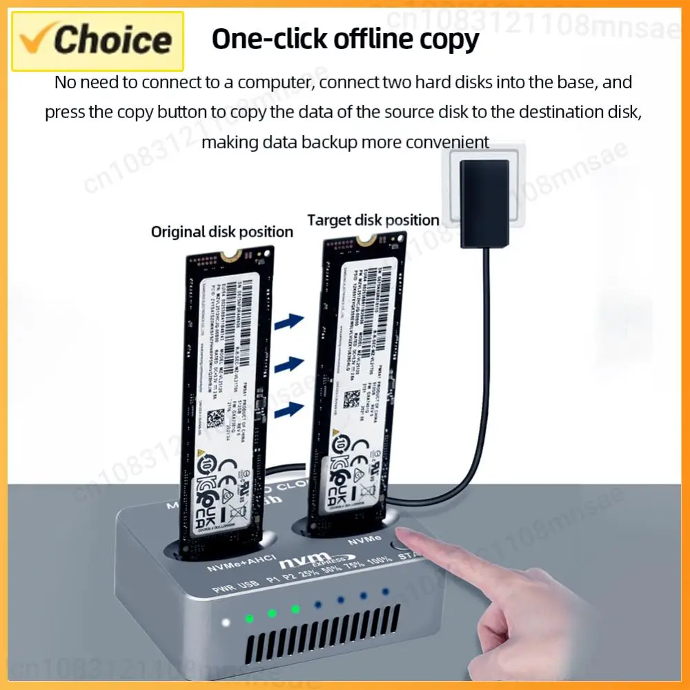 Dual-Bay M.2 NVME SSD Clone Gen2X 20Gbps M.2 SSD Enclosure M/B M Key Solid Disk Case M.2 M.3 NVME PCI-E for M2 SSD M Key SSD