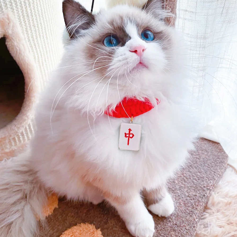 

Knitted Cat Collar Winter Scarf Kitten Costume Red Wool Pet Neck nament Durable Fashionable Dog Cat Accessories Lightweight