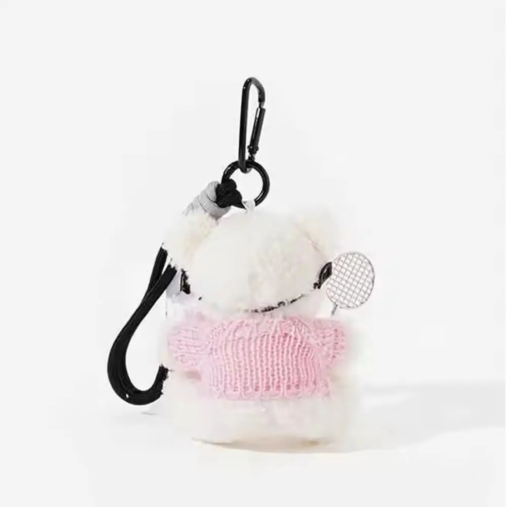 Cute Plush Badminton Bear Pendant Cartoon with Sunglasses Bag Pendant Hanging Ornament Soft Car Key Ring Bag Accessories