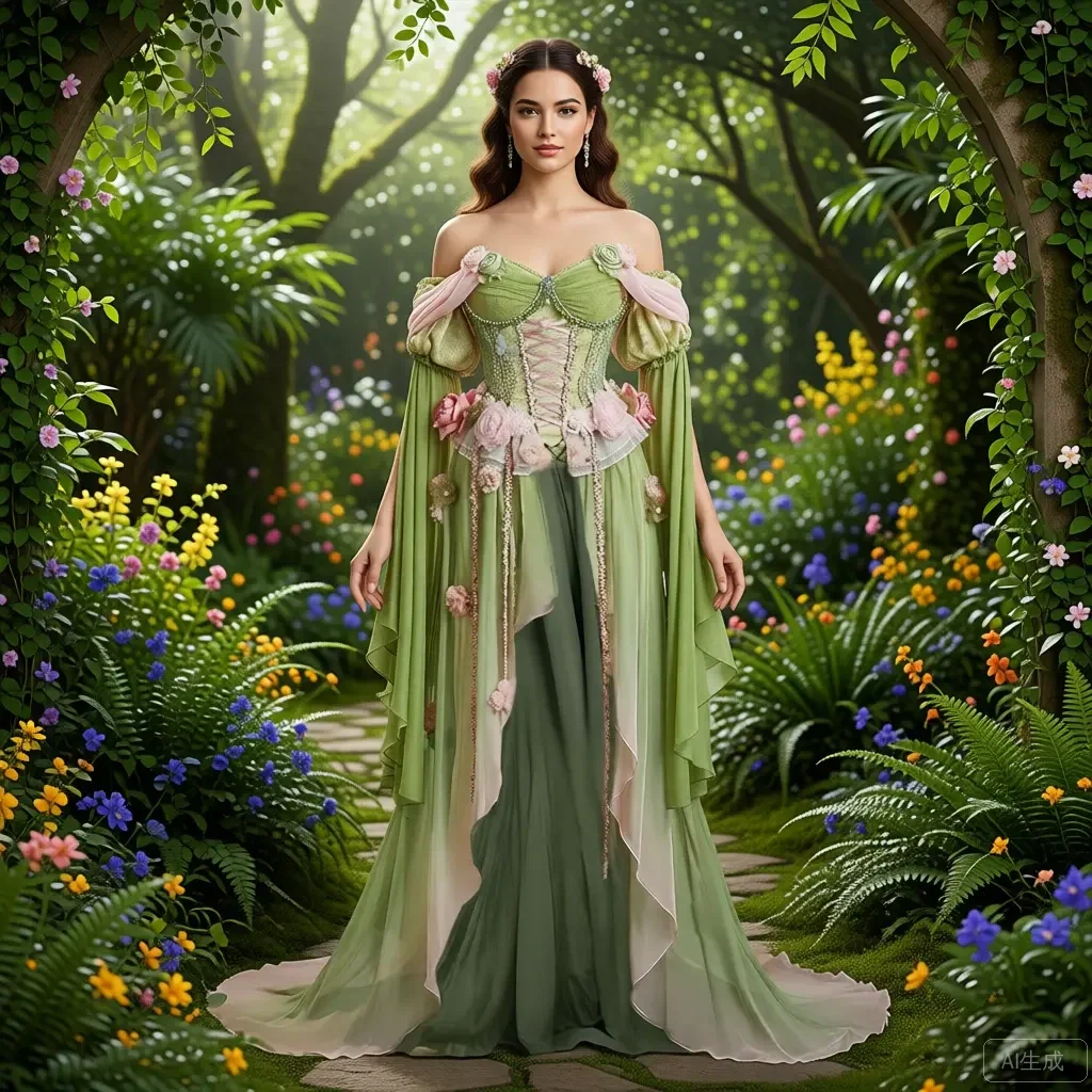 

Elegant Fairy Princess Gown with Emerald Green Pastel Pink Tulle Gothic Wedding Dresses Long Formal Evening Dress Cosplay Cos