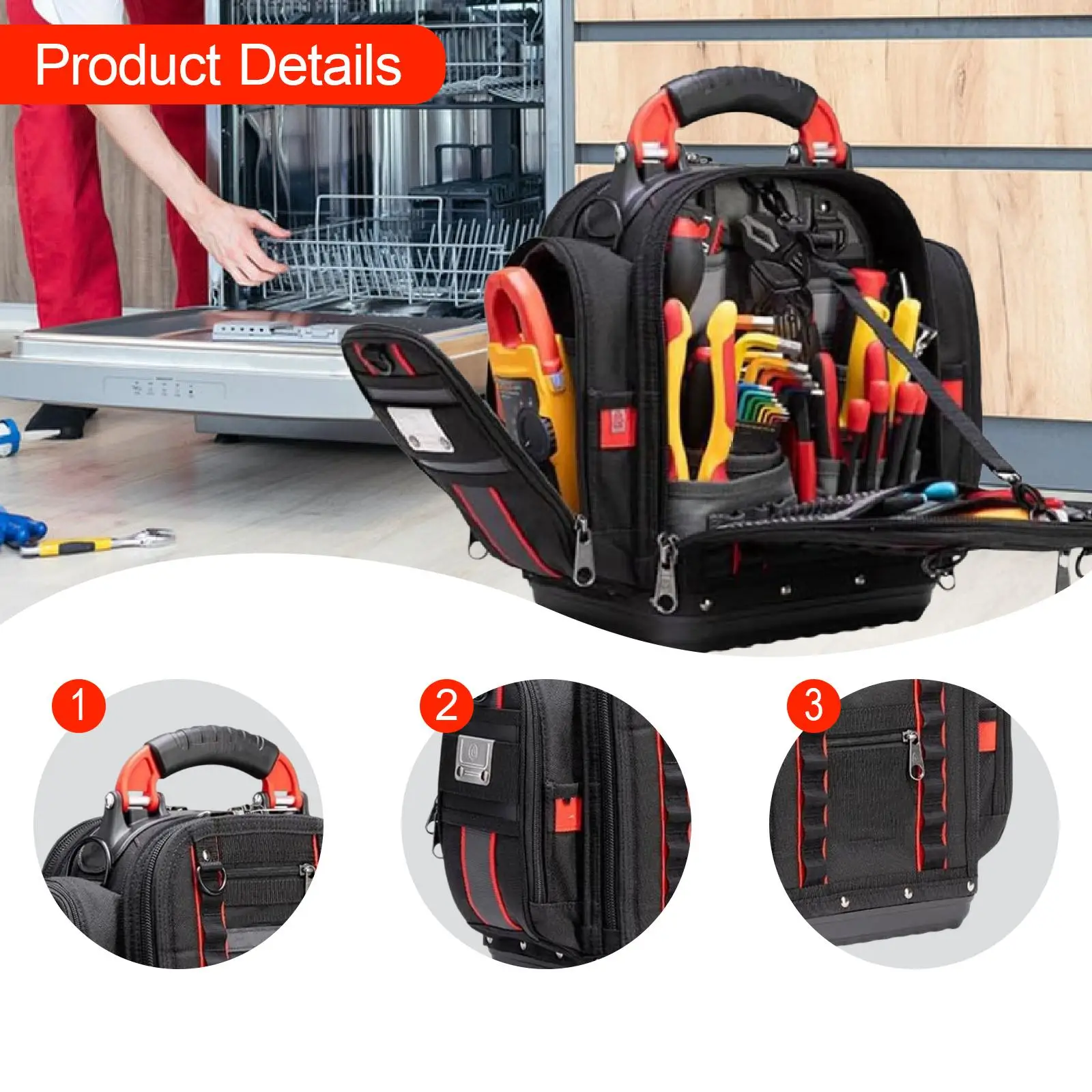 Large Tool Bag Organizer Heavy Duty Pouch Carry Box with Handle for Home Cars Garage Birthday Gift
