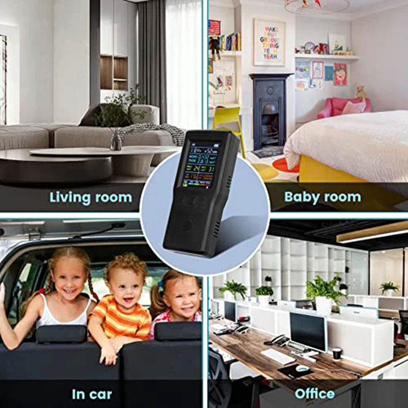 Air Quality Monitor 9 In 1,Formaldehyde Detector Indoor, Temperature & Humidity CO2 Meter, ,Detect PM2.5Monitor