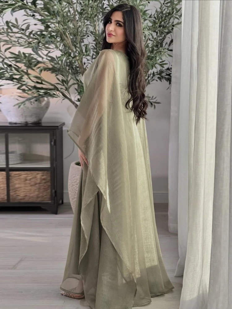 Ramadan Muslim Women Bat Sleeve Long Dress 2025 Eid Vestidos Largos Abaya Gown Islamic Bat Sleeve Long Dresses Dubai Arab