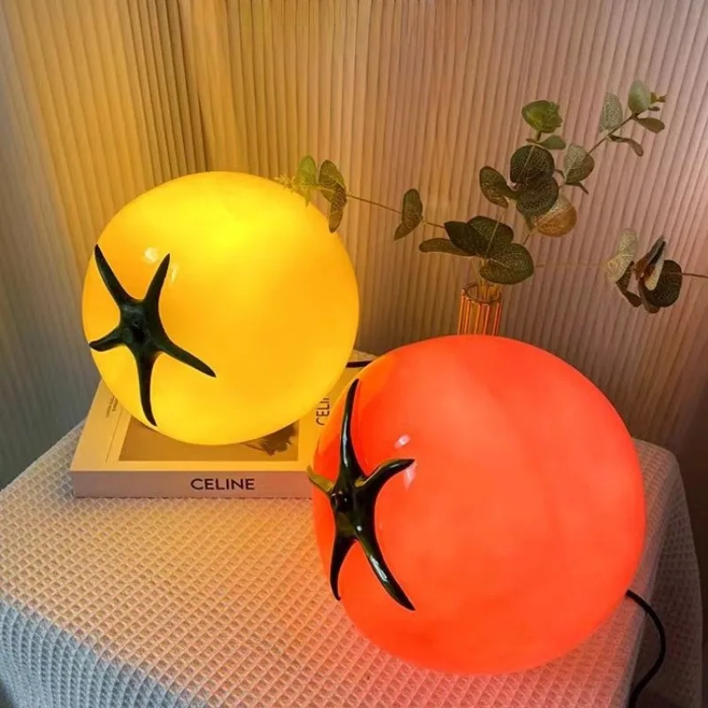 

2024 Tomato Table Lamp Bedroom Bedside Decoration Night Light Dining Table Atmosphere Nordic Creative LED Ornament Lighting