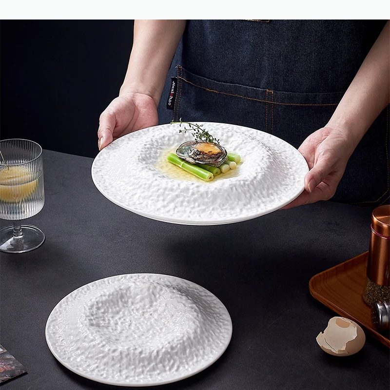 White Soup Plate Reverse Edged Ceramic Dining Plate Sashimi Plates Pasta Dish Fruit Sushi Plates Dessert Dish