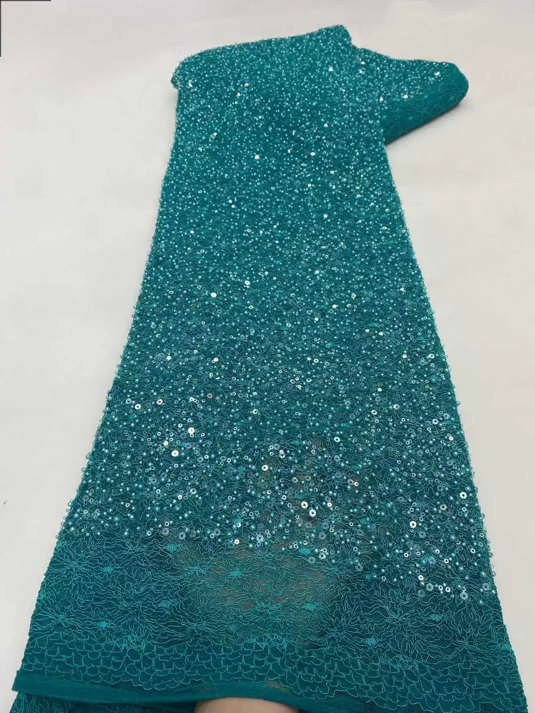 

Green Sequin Lace Fabric African Fabric Lace Luxury Beaded Lace French Mesh Sequence for Sewing Wedding Dress