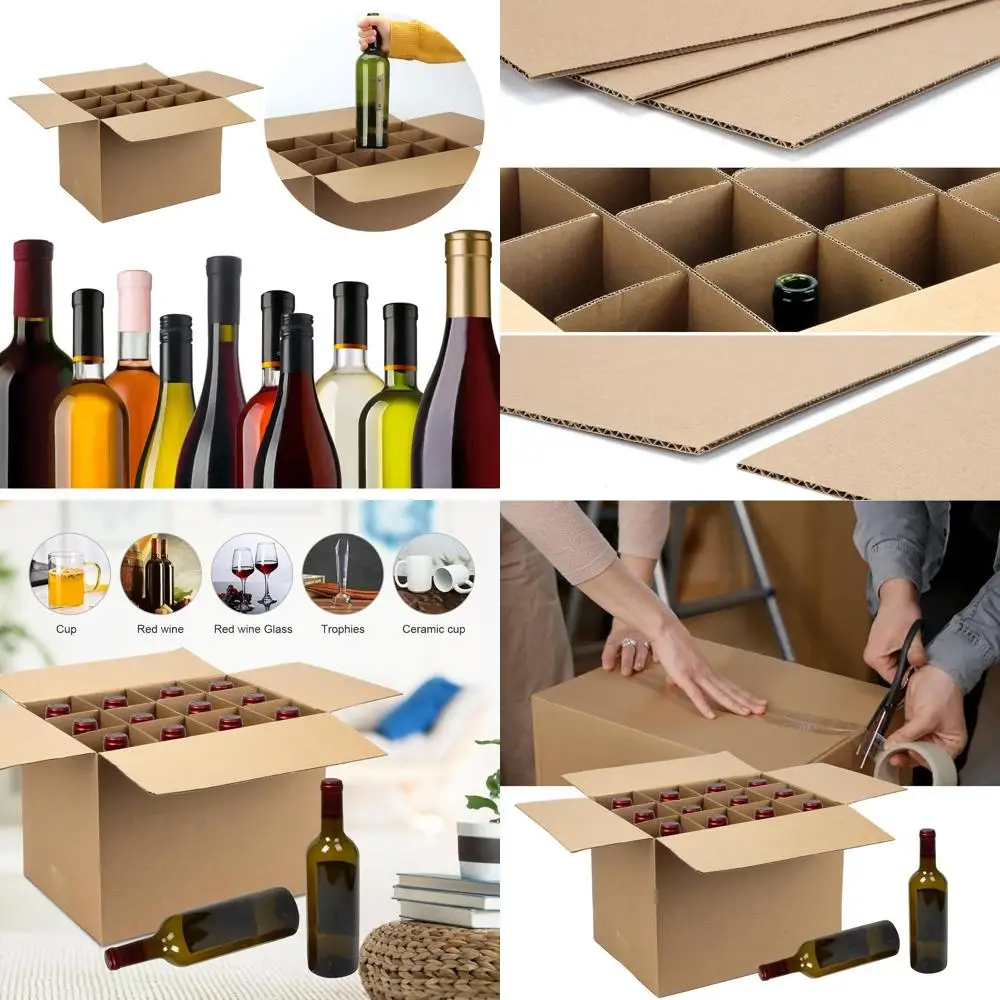 

Набор из 6 картонных разделителей для коробок для переезда размером 16x12x12 дюймов - идеально подходят для упаковки стеклянной посуды, тарелок и винных бутылок