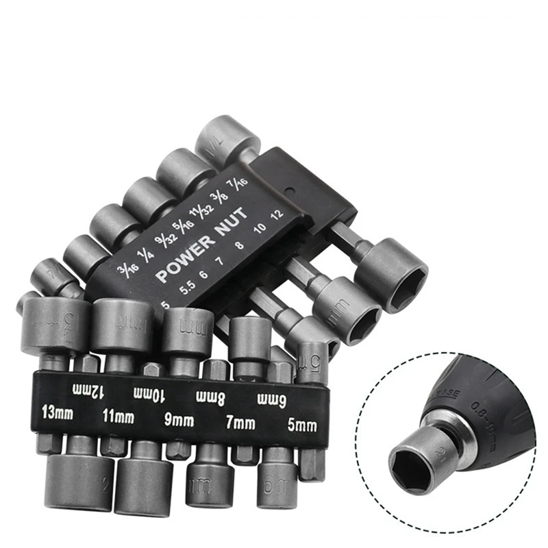 

1 Set 14 Hex Socket Socket Wrench Screw Socket Electric Screwdriver Fit For Tapping Screws