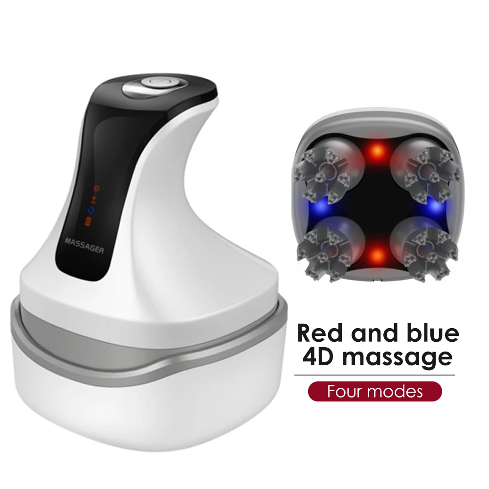 4D magnético recarregável cabeça massageador, couro cabeludo elétrico de alta potência, sem fio, impermeável, positivo e negativo amassar, promover