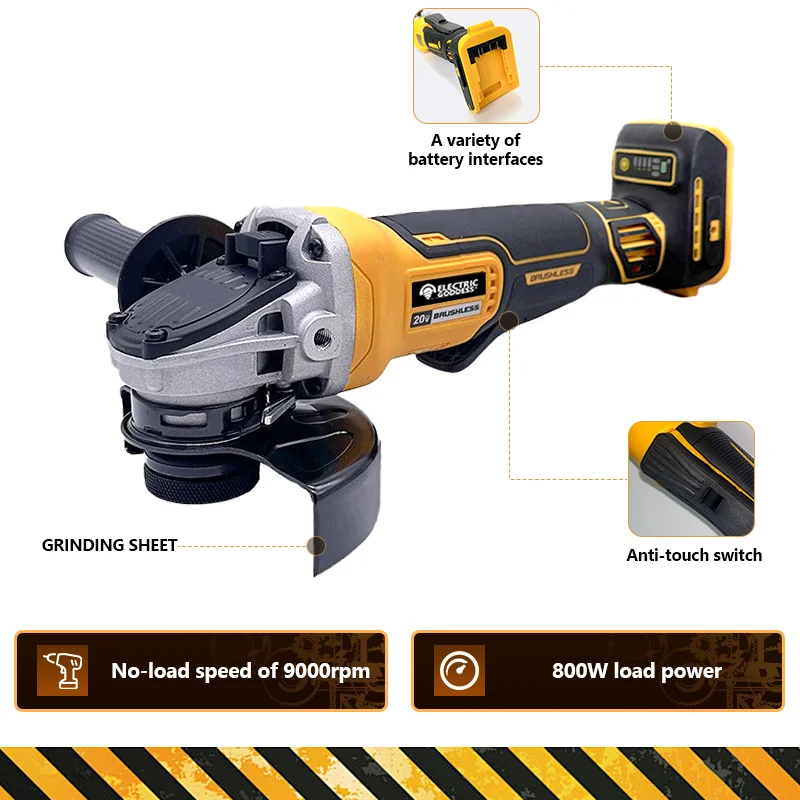 Electric Goddess Brushless Electric Angle Grinder Polishing Tool Cutting Machine Woodworking Power Tools For Dewalt 20V Battery