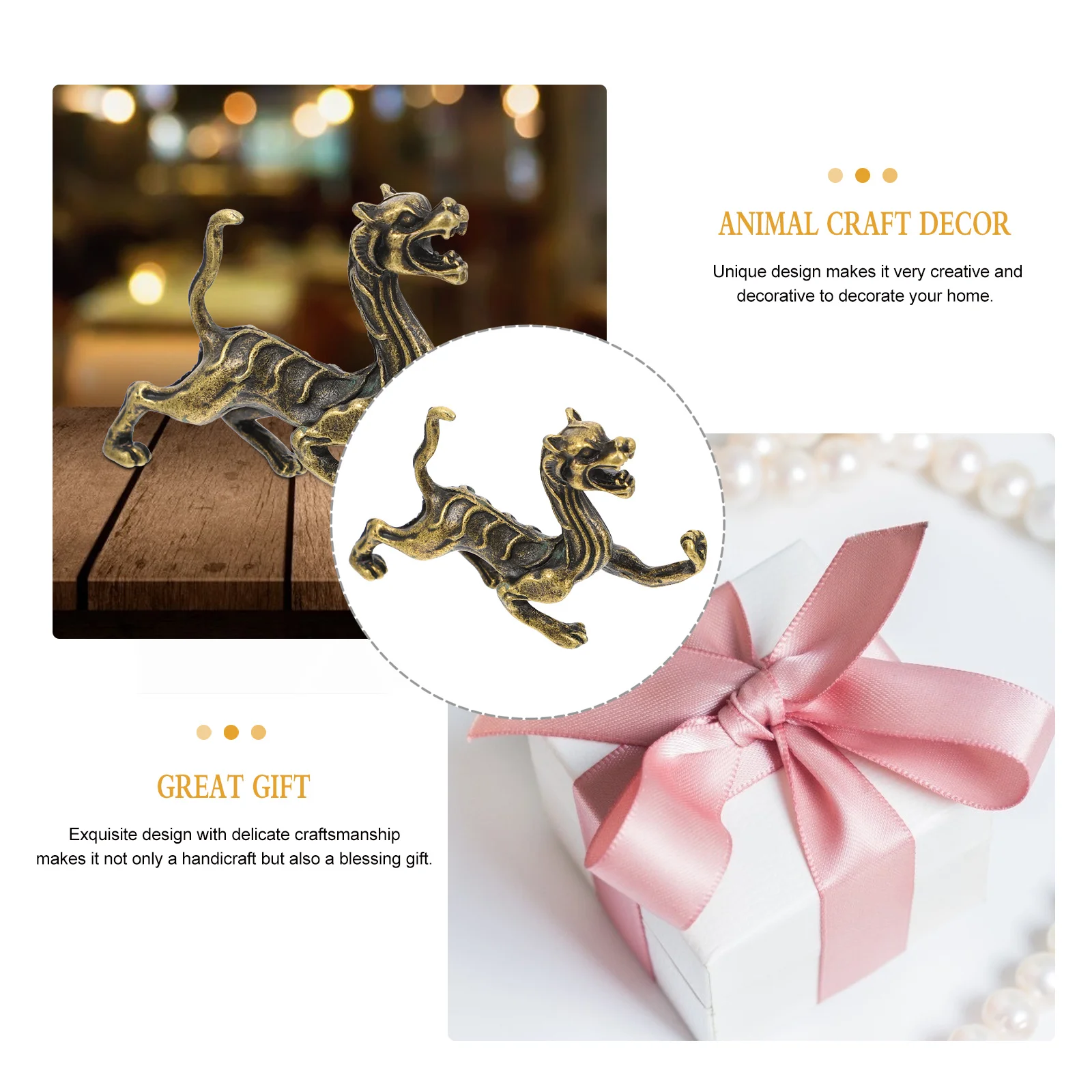 

1Pcs Alloy Tiger Craft Ornament Lightweight Desktop Animal Decor Adornment for Home Office Garden Alloy Craft Decor