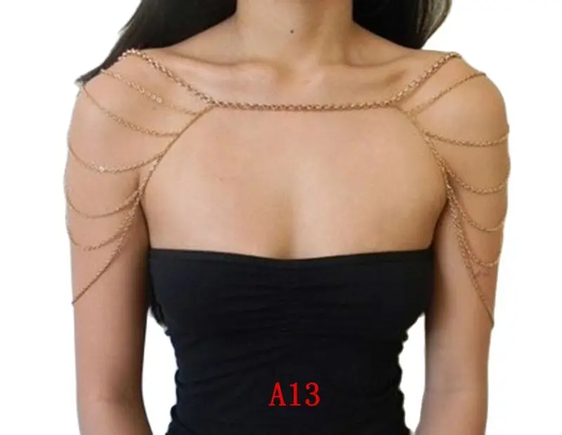 STYLE A13 Gold Colour NECKLACE CHAIN DOUBLE SHOULDERS CHAIN JEWELRY 3 COLORS