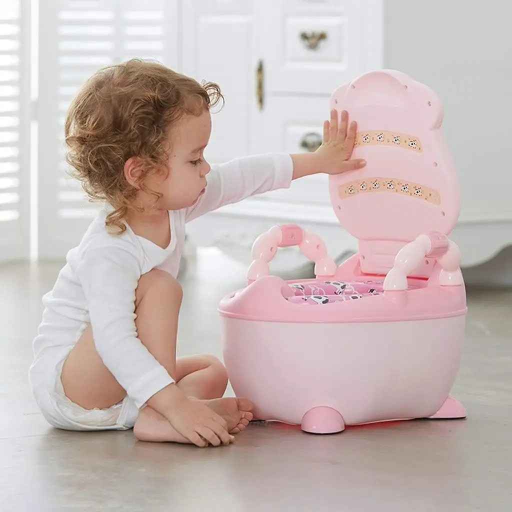 Children's Toilet Cute Cow Comfort Soft Cushion Baby Potty Training Toilet Suitable for Infants 1-3-6 Years Old