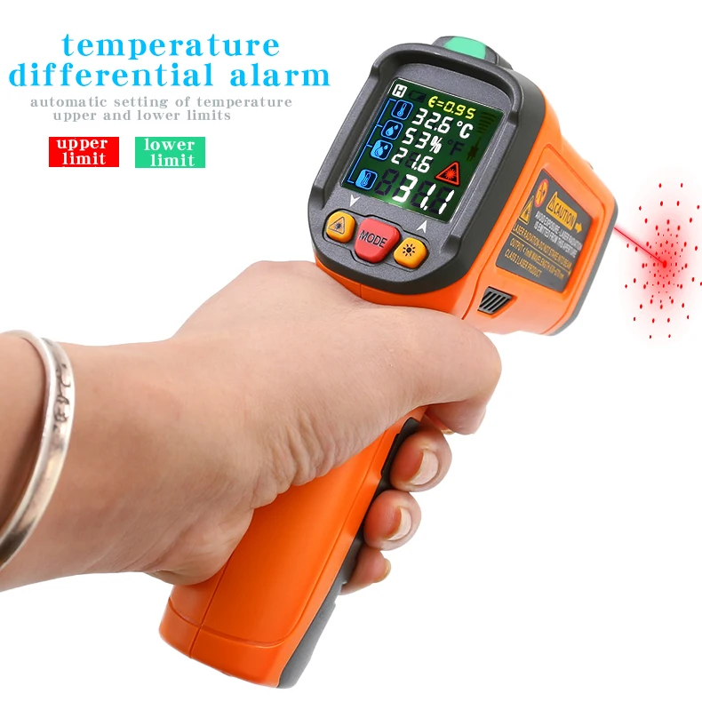 PEAKMETER PM6530D Infrared Thermometer Handheld Electronic Temperature Gun Industrial Temperature Meter Oil Temperature Testing