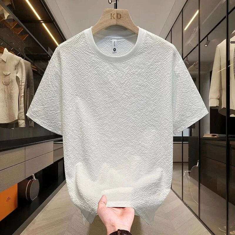 

Ice Silk Cool Feeling ort Sve T-irt Men's Summer Thin Breathable Loose Casual Sweatirt Qui Dry Polyester Fiber