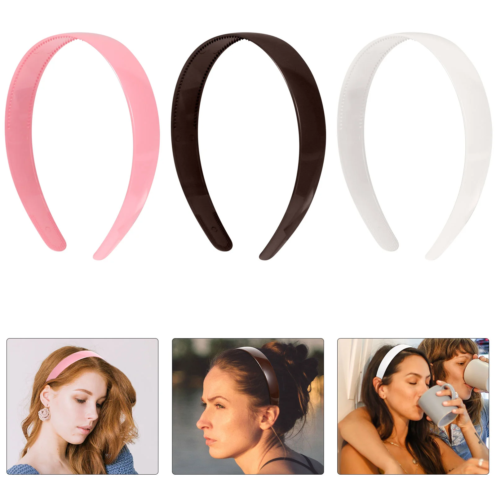 

3 Pcs Toothed Shiny Headband Headbands for Women Simple Headwear Hair Decoration Wide Plastic Hoop Accessories Holding