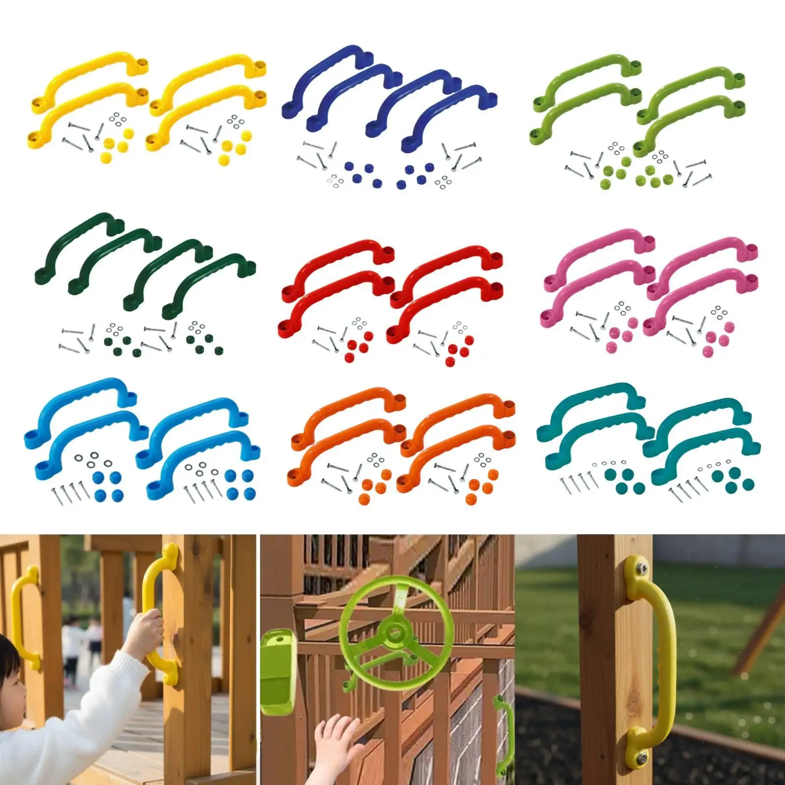 4 Pieces Climbing Handles Easy to Install Grab Handles Playground Equipment Set for Backyard Garden Amusement Park Treehouse
