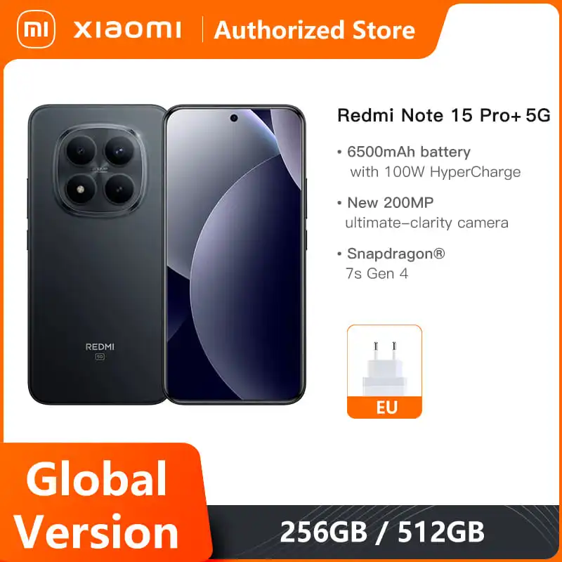 Phone Xiaomi Global Version Mobile Phones Redmi Note 15 Pro+ 5G Snapdragon® 7s Gen 4 NFC 6.83" CrystalRes AMOLED display 6500mAh