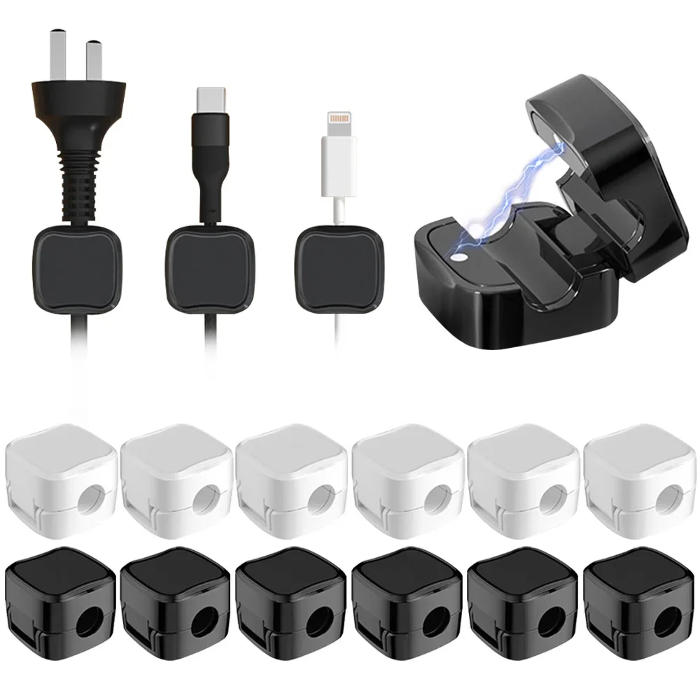 Magnetic Cable Clips Cable Smooth Adjustable Cord Holder Under Desk Cable Management Wire Keeper Cable Organizer Holder