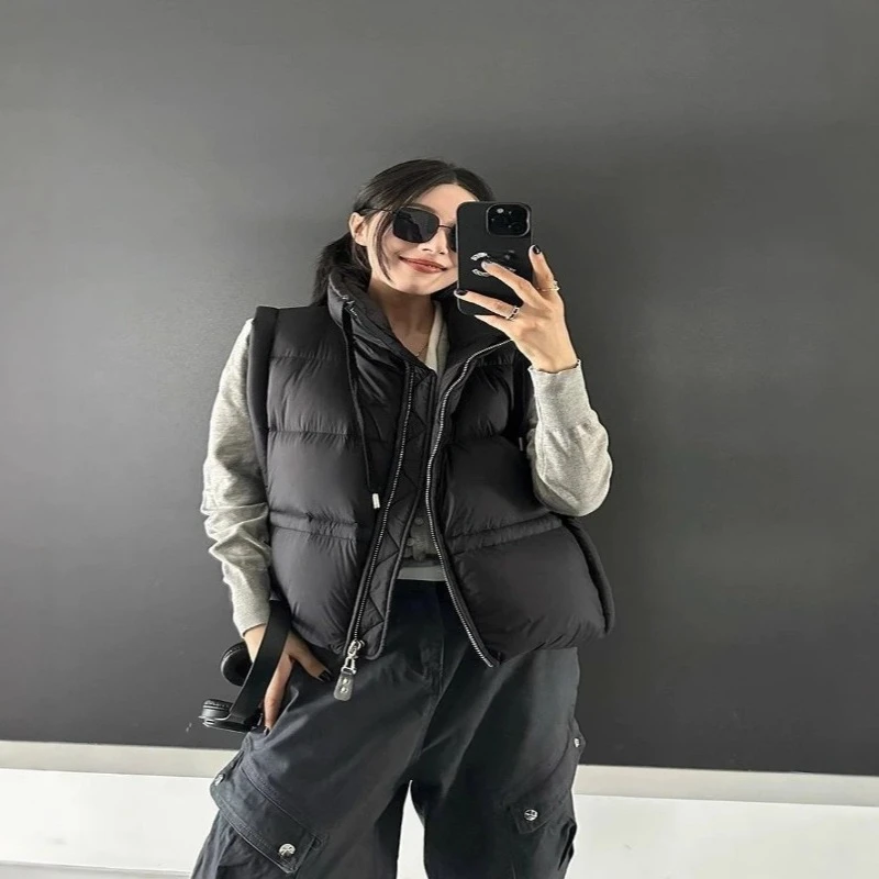 Frauen Herbst Winter Daunenweste Ärmellos Ausgestattet Taille Leichte Gepolsterte Jacken Lässige Ultraleichte Tragbare Weste