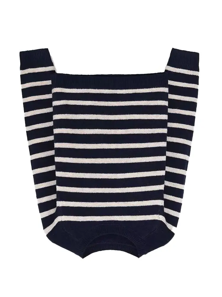 

HH Women New Fashion Simple Crew Neck Striped Pullover Knitted Sweater Female Elegant Basic Retro High Street Casual Sweater Top