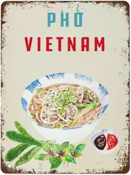 Novelty Metal Tin Sign Pho Vietnam Food Poster Room Home Decor Wall Decor Birthday Gift Garden Yard Signs Vintage Printing Plaqu