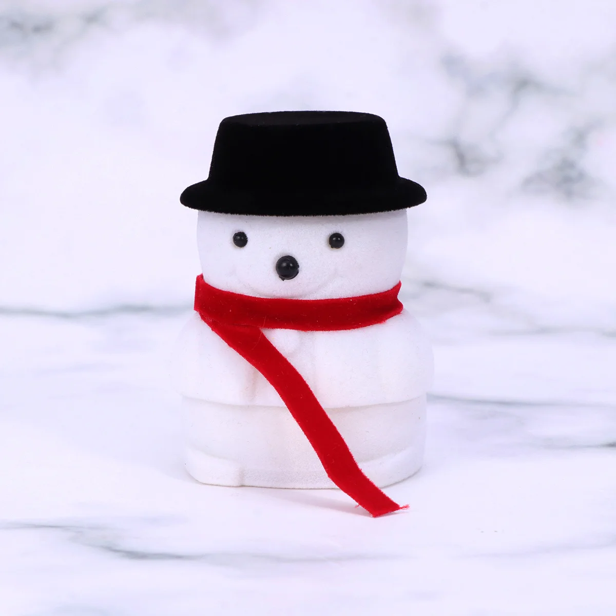 

Snowman Jewelry Box White Black Flannel Ring Holder Creative Necklace Earring Storage Case Festival Packing Ring Box