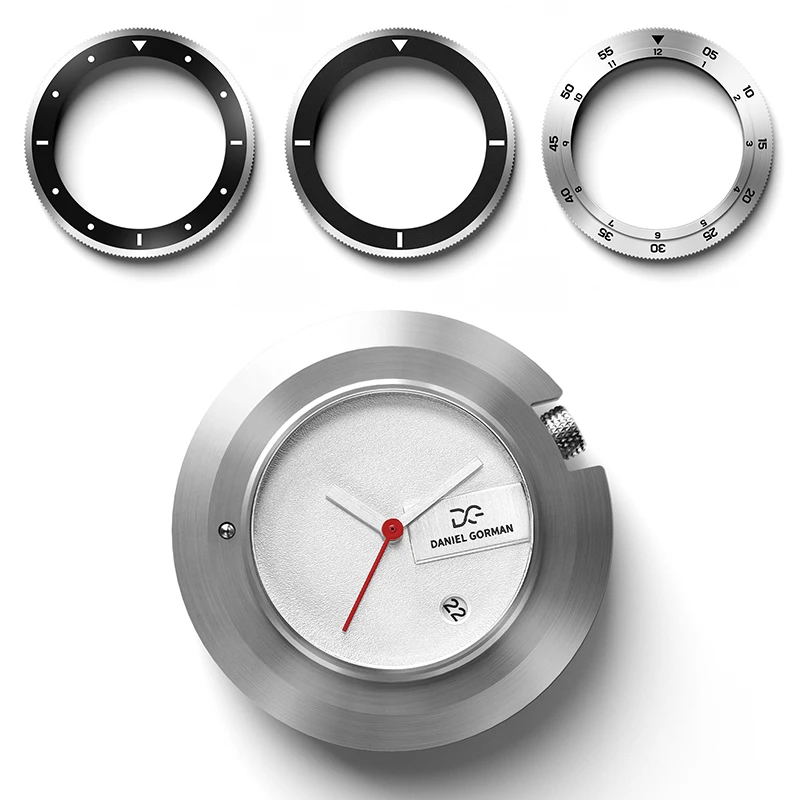 

Interest Rotating Bezel Ring Cover Quartz Watch With Frame Fashion Wristwatch Unique Daniel Gorman DG9317 Price $199