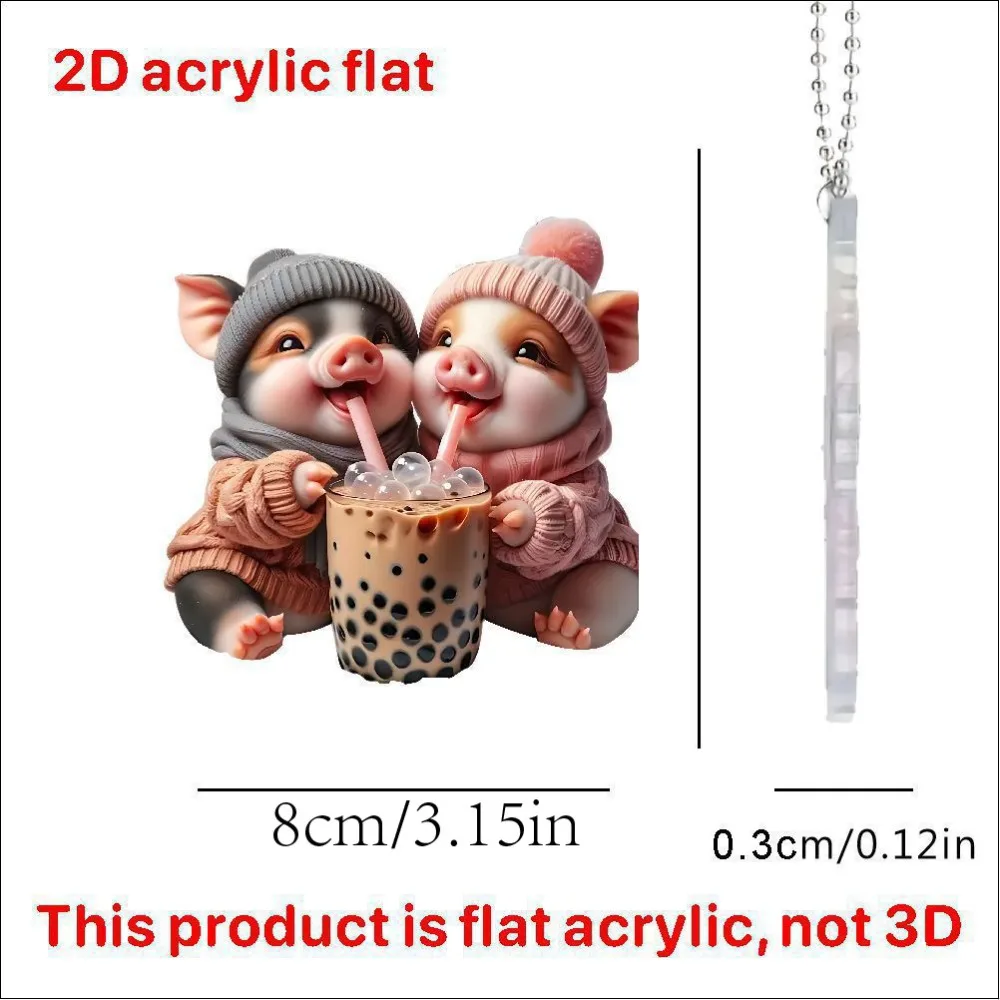 Hot Sale Acrylic Backpack Pendant Lightweight Portable Keychain Cartoon Pig Car Pendant Unisex