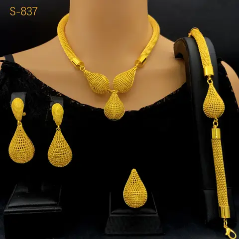 Disc Minimalist Luxury Necklace Bracelet Earrings Ring 4-Piece Set Women 24K Gold AU999 - Warm gold, neat disc, fine craft
