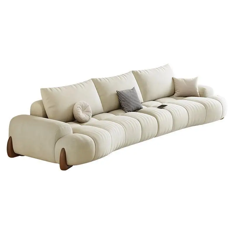

Italian retro cream style special-shaped fabric sofa