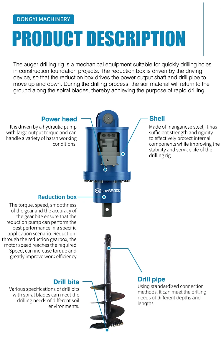 

Гидравлический земляной бур для мини-экскаваторов 2/5/6/20/40 тонн, насадка для бурения отверстий в грунте