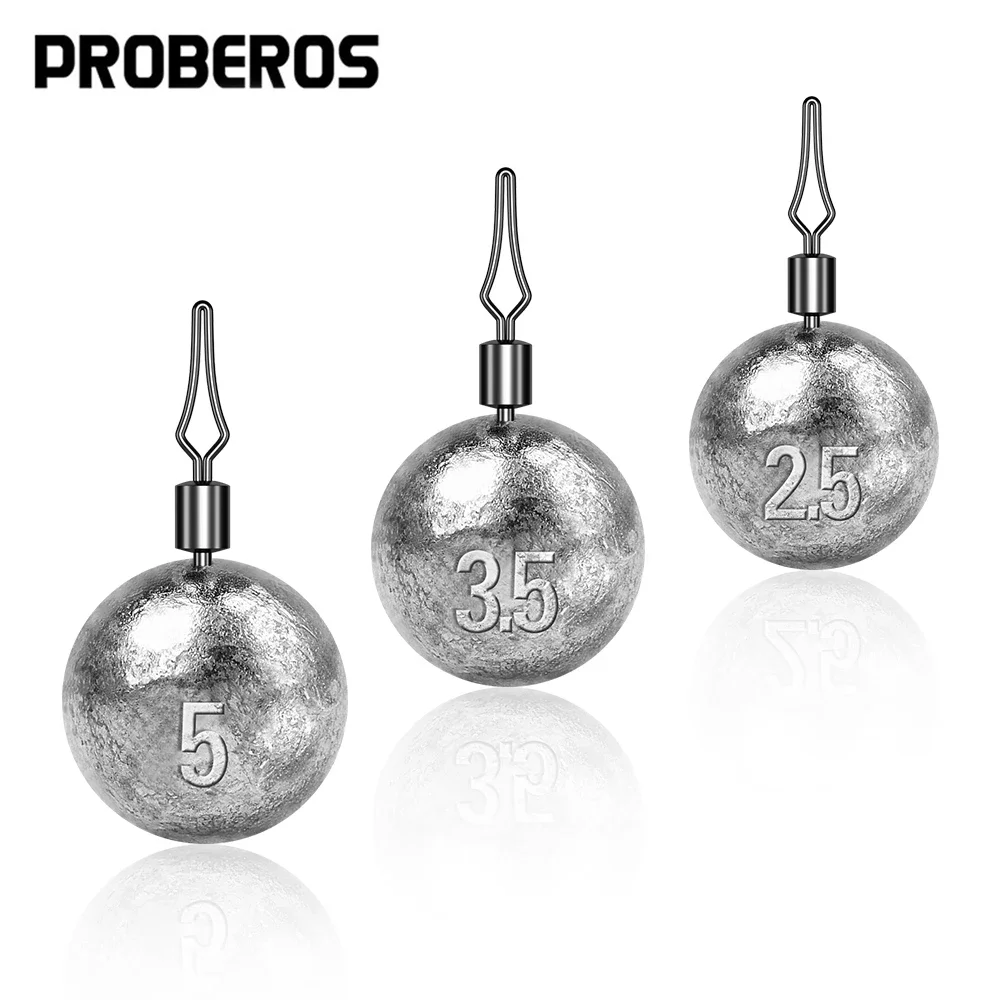 PROBEROS 50pcs 2.5-20g Round Lead Sinkers Swivel Eye Fishing Weights Long-Casting Sinking Fishing Tackle Accessories Wholesale