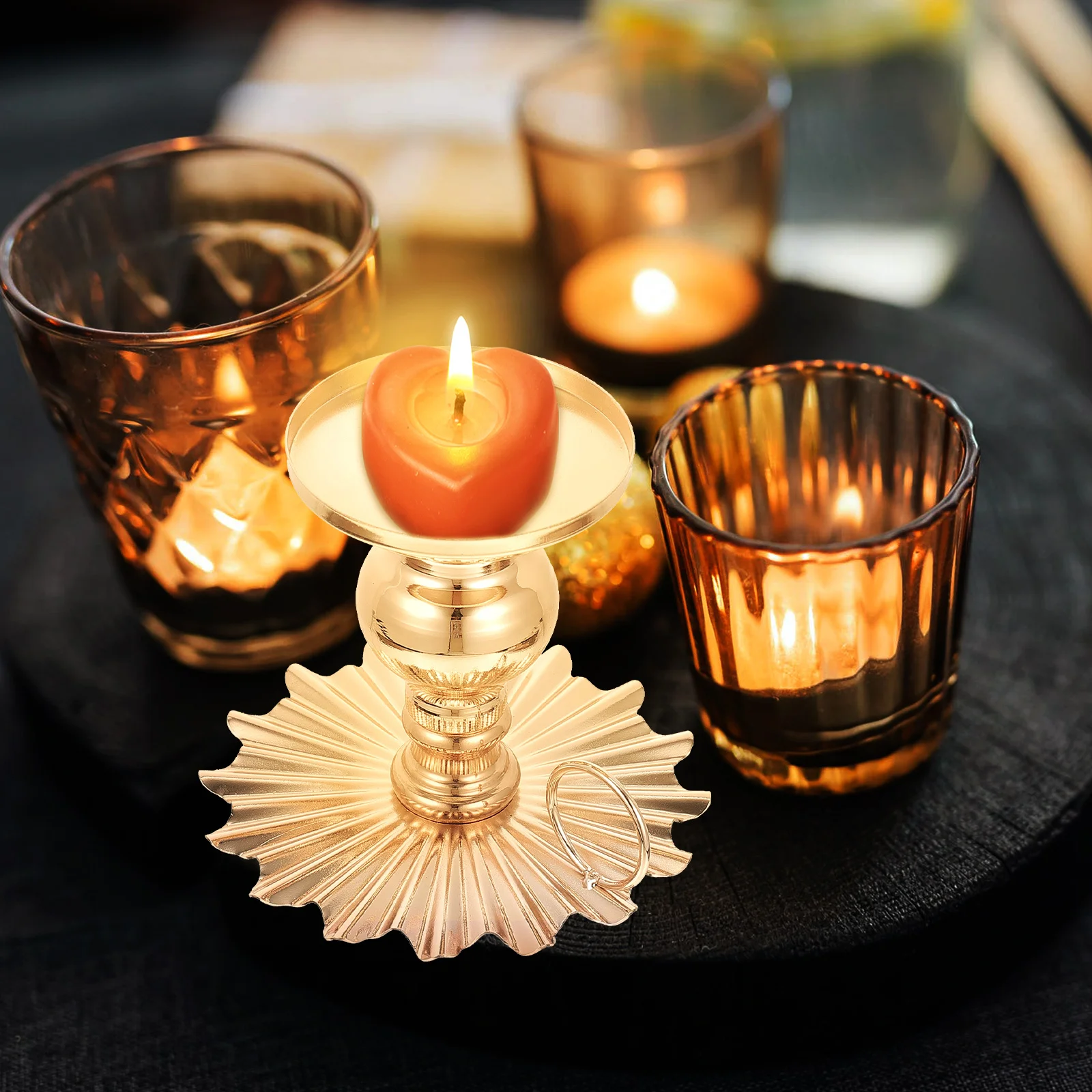 

2pcs Iron Holders Decorative Stand For Home Wedding Party Table Decor Delicate Chic Exquisite Adorn